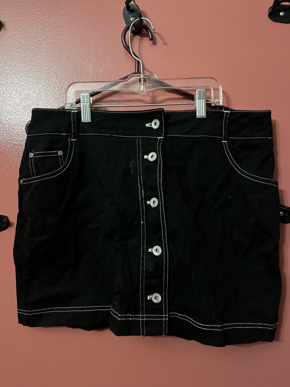 Ardene Black Mini Skirt with White Contrast Stitching